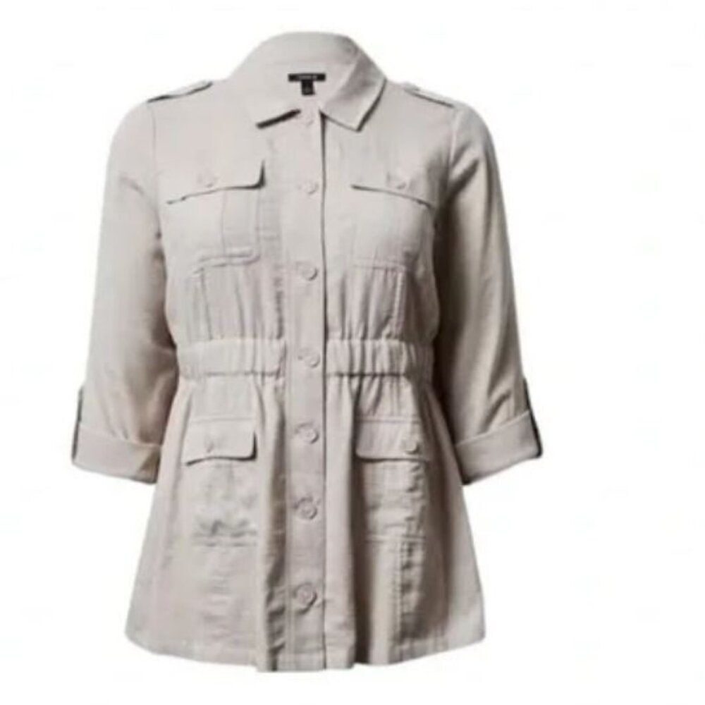 TORRID Tan Utility Jacket Lightweight Cotton Blend NWT 1X 14 16 Double Gauze